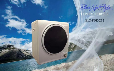 BlueLifeStyle 2.5 kg 5.5 LBS 1.65 cb ft 110V Compact Apartment Laundry Dryer White - PDR251